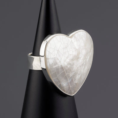 Large Mother of Pearl Heart Ring