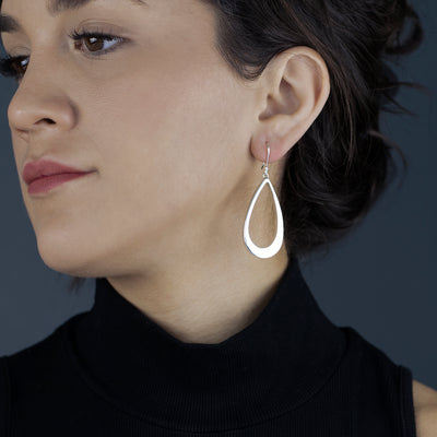 Silver Sway Teardrop Dangle Earrings