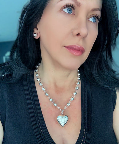 Bold Love Mexican Silver Heart Necklace