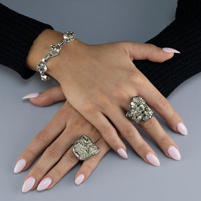 Sterling Silver and Pyrite Bracelet