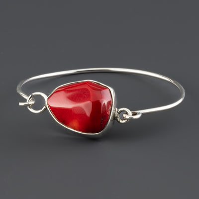 Red Coral Bangle Bracelet