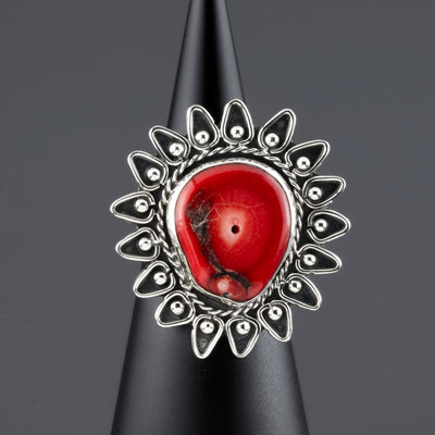 Coral Queen Chunky Silver Ring