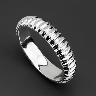 ripple effect chunky silver bangle