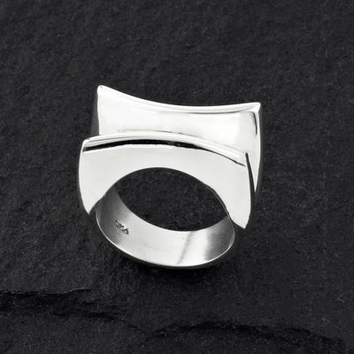 runway curve solid sterling silver ring