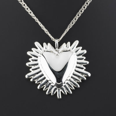 sacred heart Mexican silver pendant