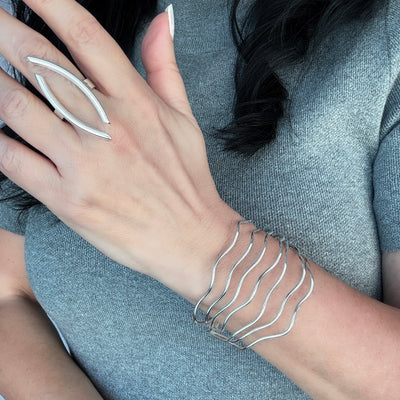 Two Curves Silver Ring