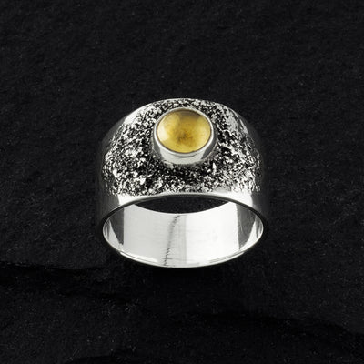 Sterling Silver and Citrine Wide Band Ring