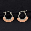 silver and copper half moon hoop earrings