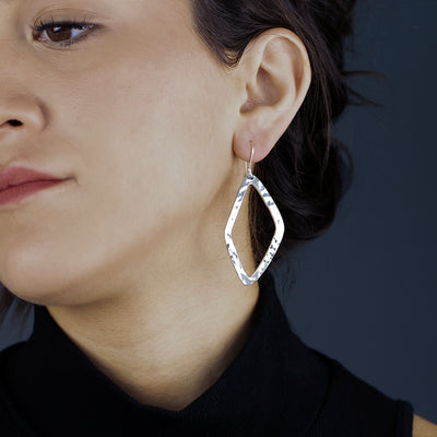 Edge Dancer Large Silver Dangle Earrings