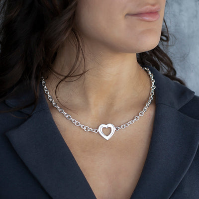 Silvered Affection Heart Necklace