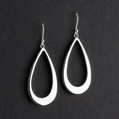 silver sway teardrop dangle earrings