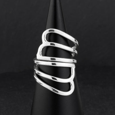 silver wave statement ring