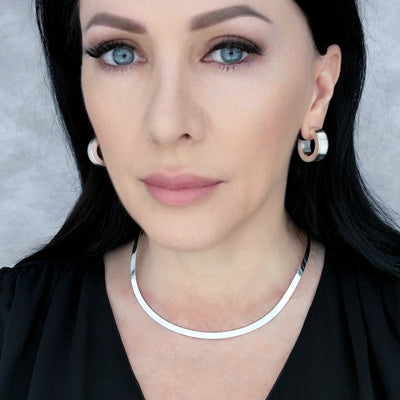 Bold Curve Sterling Silver Hoop Earrings