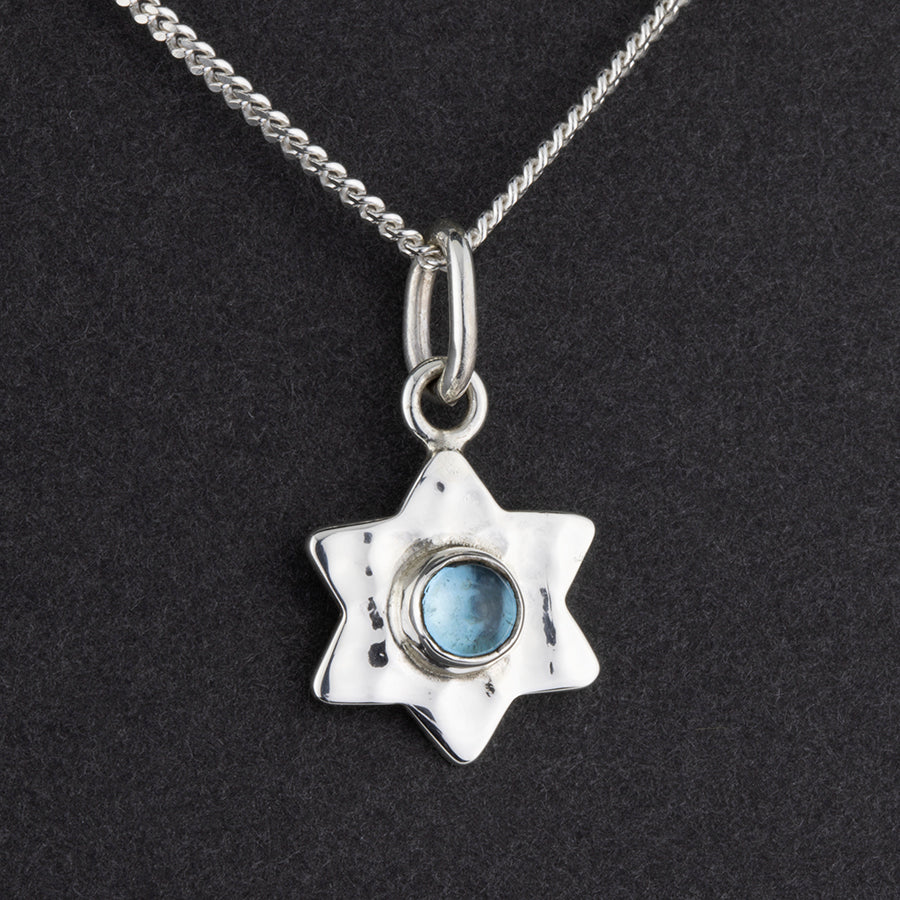 small sterling silver and topaz star pendant necklace