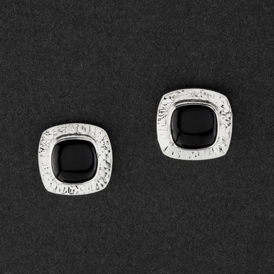 square black obsidian earrings