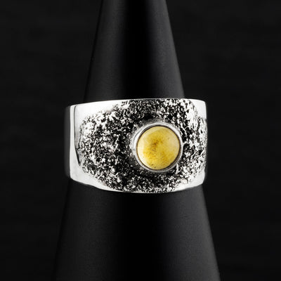 sterling silver and citrine wide band ring