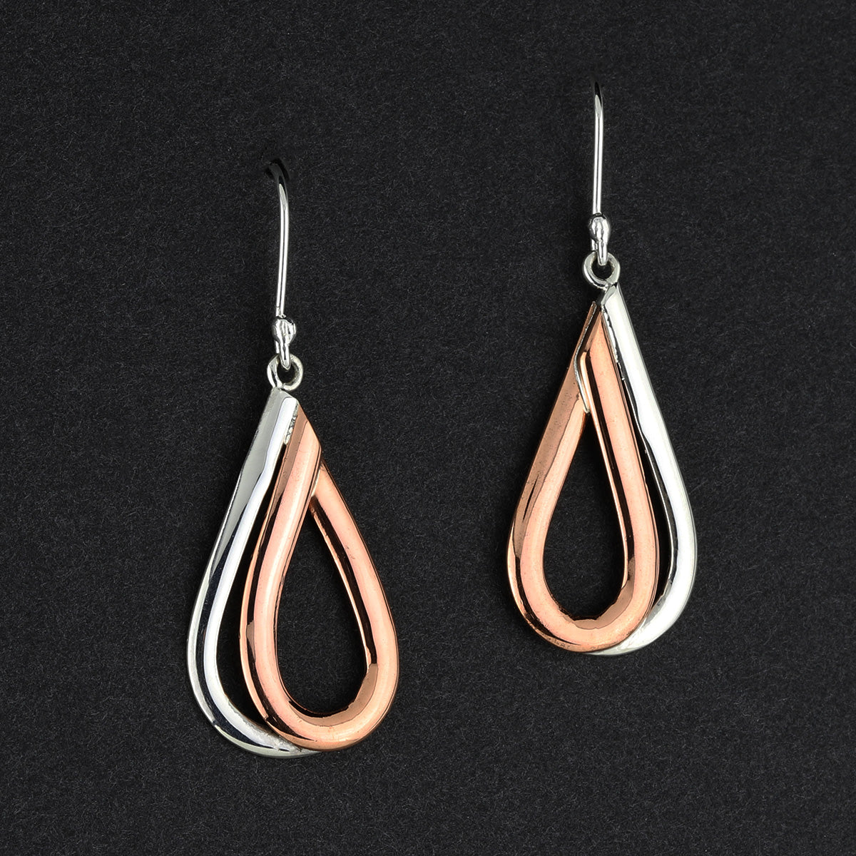sterling silver and copper teardrop earrings