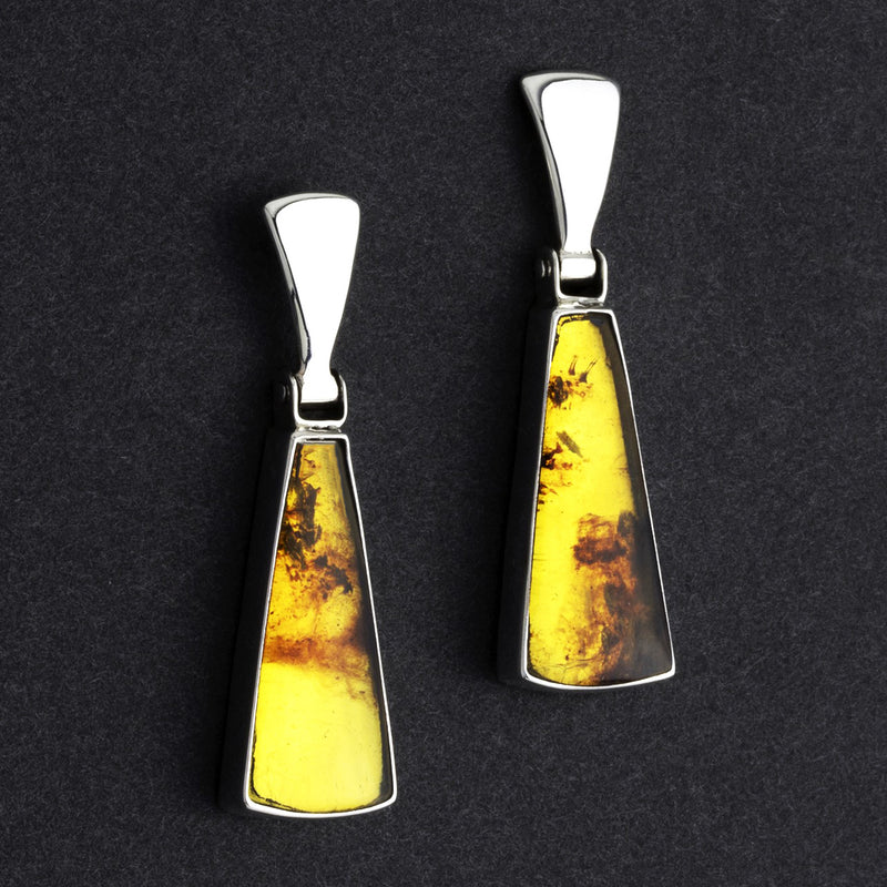 sterling silver and natural amber post drop earrings