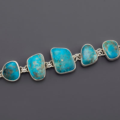 sterling silver and turquoise link bracelet