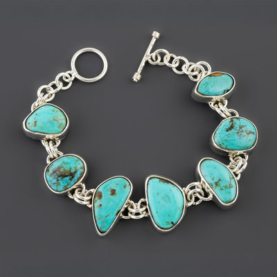 sterling silver and turquoise link bracelet