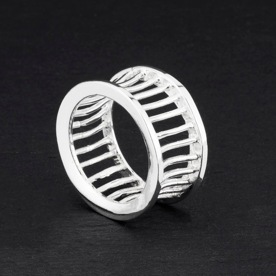sterling silver cage band ring