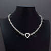 sterling silver chunky chain heart necklace