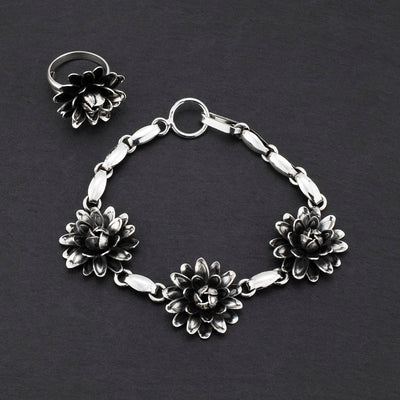 sterling silver dahlia flower bracelet