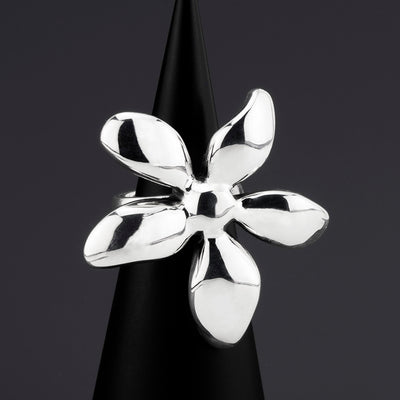 sterling silver flower statement ring