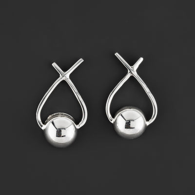 sterling silver geometric stud earrings