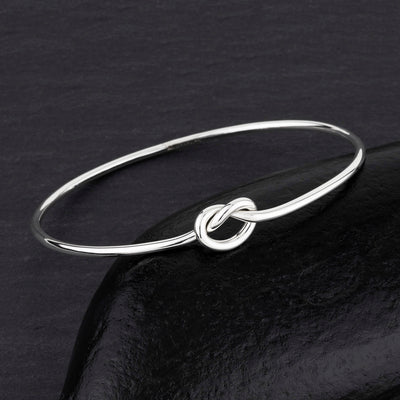 sterling silver love knot bangle bracelet