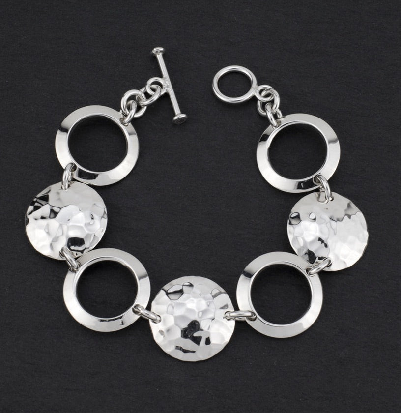 sterling silver multi circle link bracelet