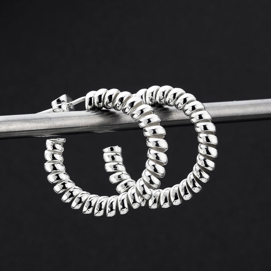 sterling silver spiral coil hoop earrings