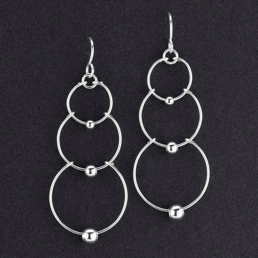 sterling silver triple wire hoop earrings