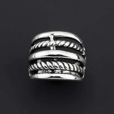 strata sterling silver wide band ring