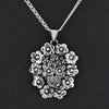 Taxco silver sugar skull floral pendant necklace
