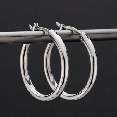thin 3mm sterling silver tube hoop earrings