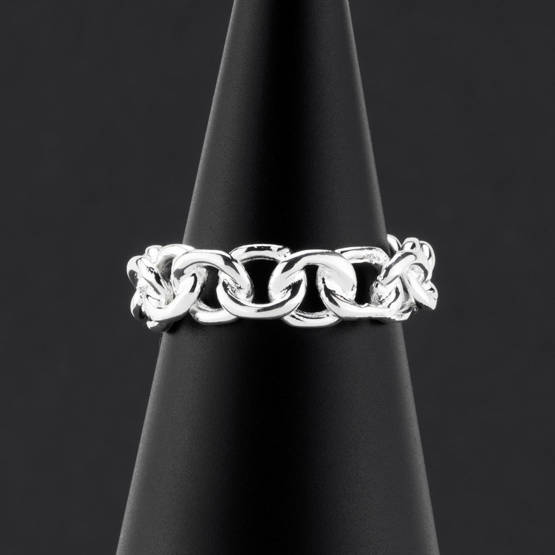 thin sterling silver chain link band ring