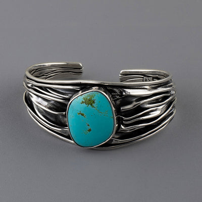 turquoise flow Mexican silver cuff bracelet