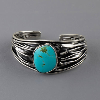 turquoise flow Mexicn silver cuff bracelet