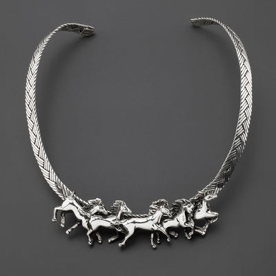 wild horses sterling silver choker necklace