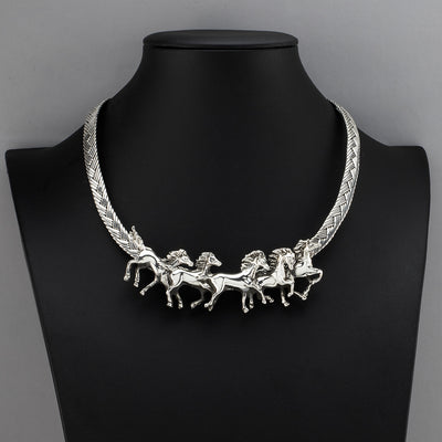 wild horses sterling silver statement necklace