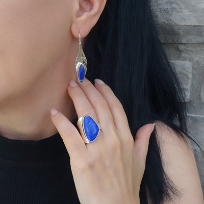 Luna Drop Lapis Lazuli Earrings