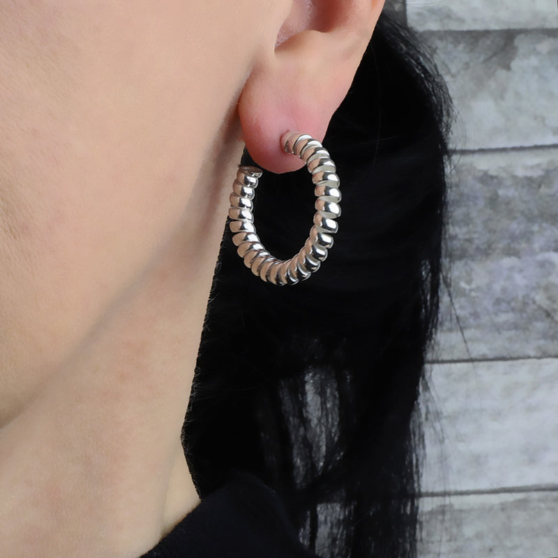 chunky silver twisted hoop earrings