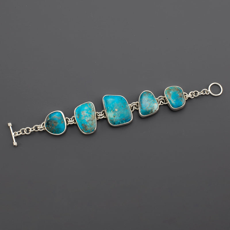 sterling silver and turquoise link bracelet