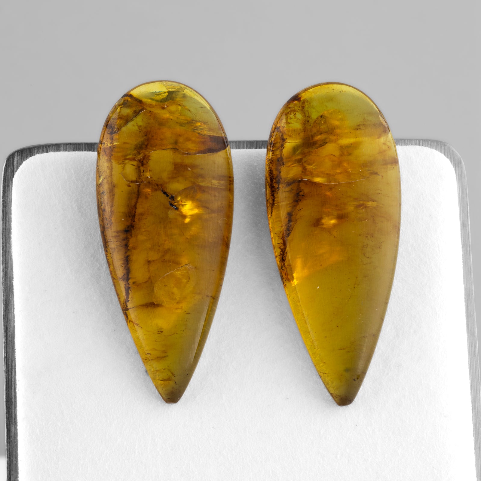 Amber Cabochon Statement Earrings