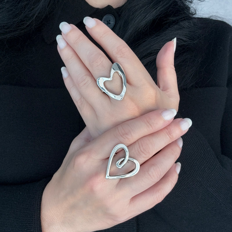 love loop sterling silver heart ring