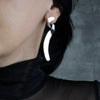 Long Hammered Silver Twist Drop Earrings