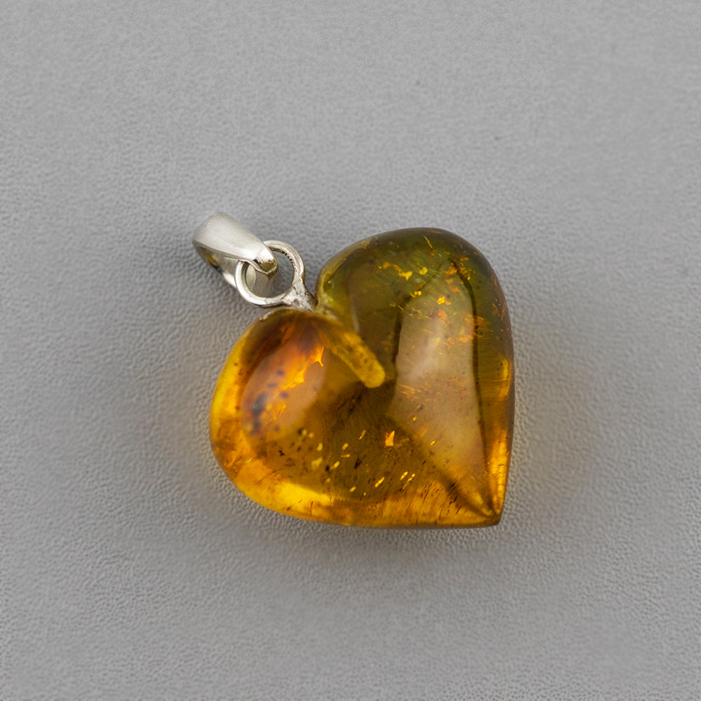 Puffy Heart Amber Pendant