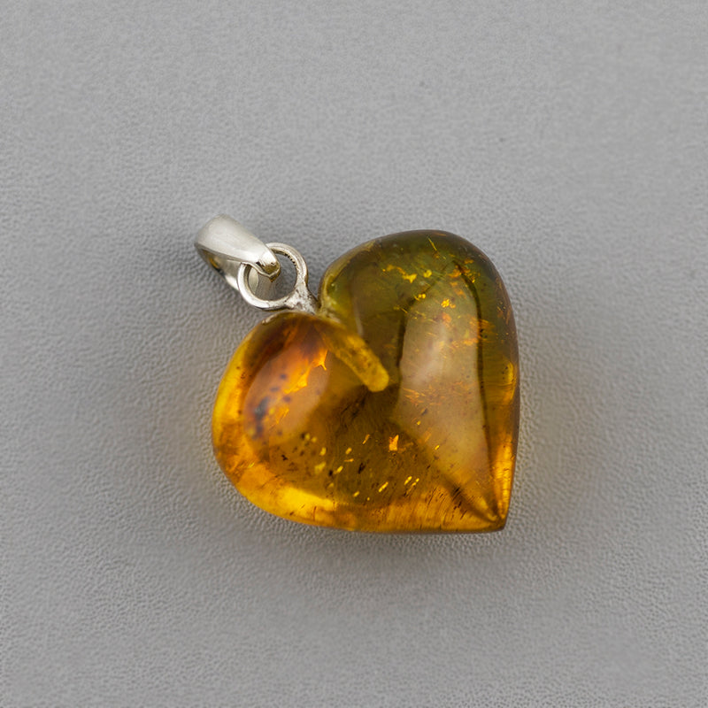 Puffy Heart Amber Pendant