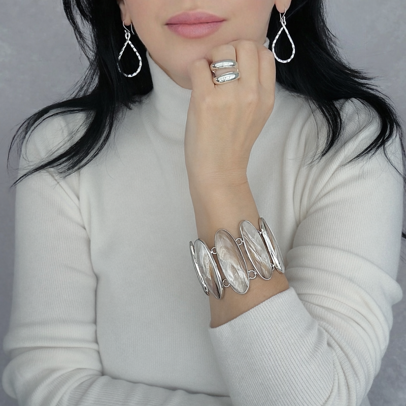 oceana luxe conch shell silver bracelet